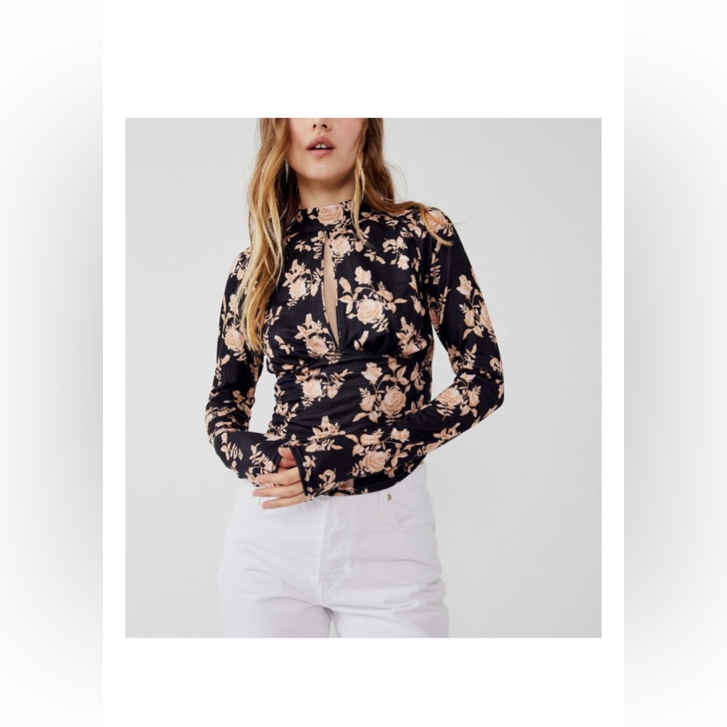 Nwt Free People Dinner Party Printed Top / Black Combo
